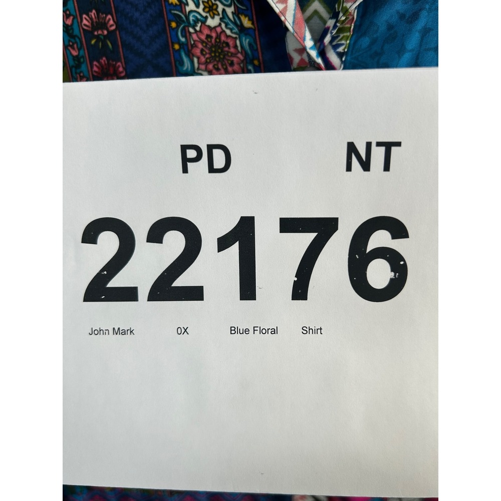 JOHN MARK Patchwork Blue Floral Print Button Up S… - image 15